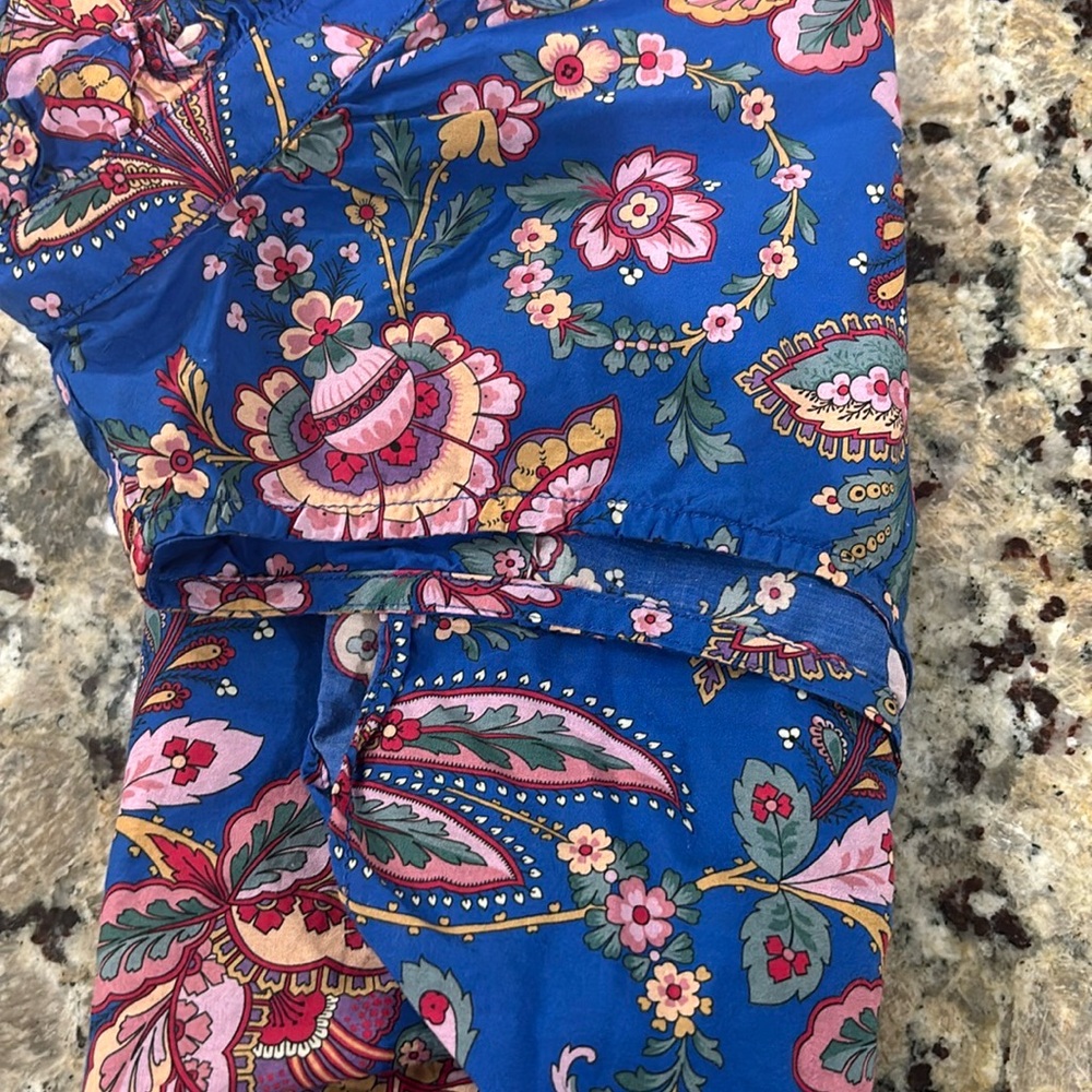 J. Crew Liberty Print Blouse size 2 blue paisley ruffle sleeveless layering - Picture 8 of 11